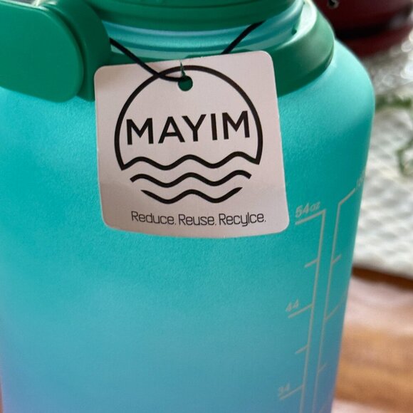 NWT Mayim Motivational Sports Water Bottle Green and  Purple w/ Handle 54 ounces - Picture 5 of 5